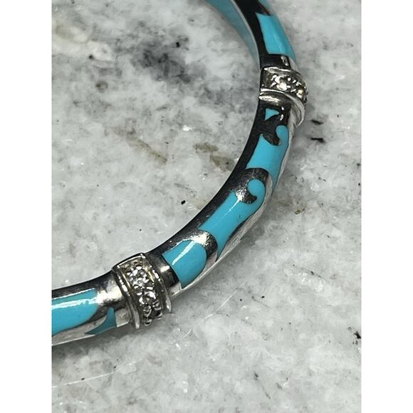 Angelique de Paris Veranda Bracelet Sterling Silver & Robins Egg Blue Resin - Picture 3 of 9